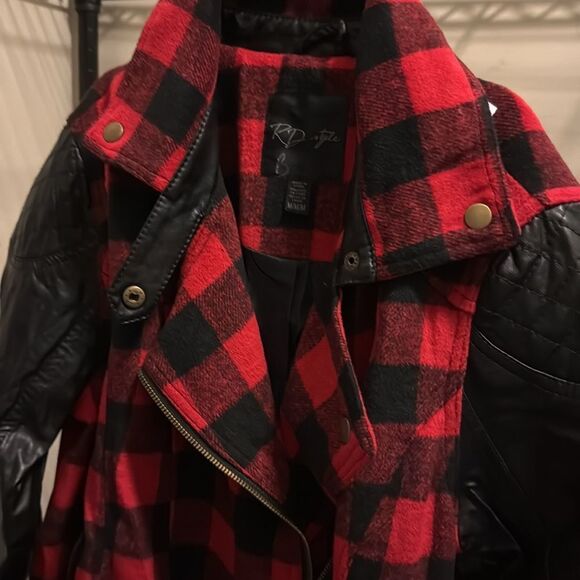 RD style buffalo plaid, biker jacket, size medium - Picture 4 of 10